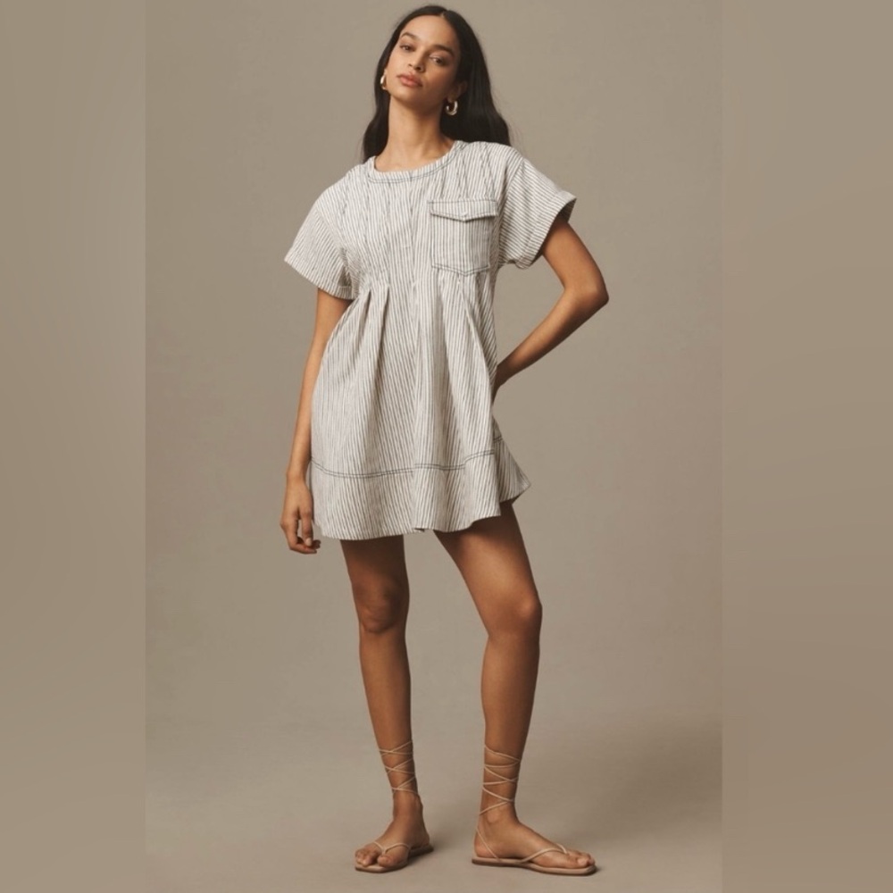 Pilcro Striped Mini Dress in White and Black